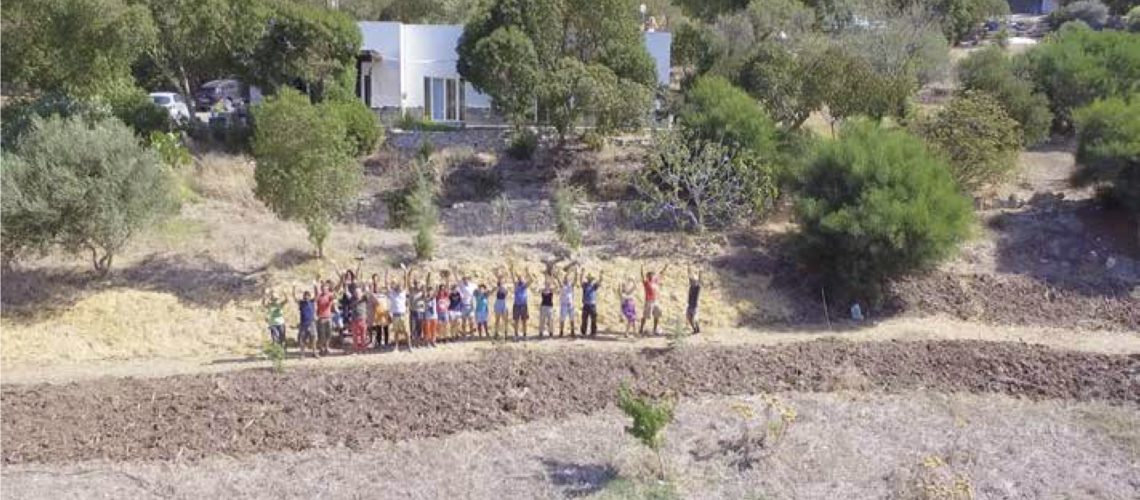 People along swale